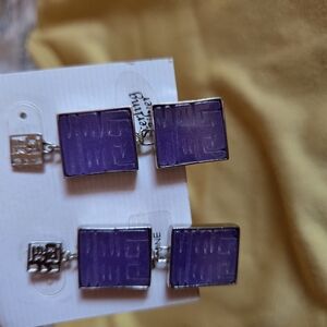 Purple Rectangular Earrings